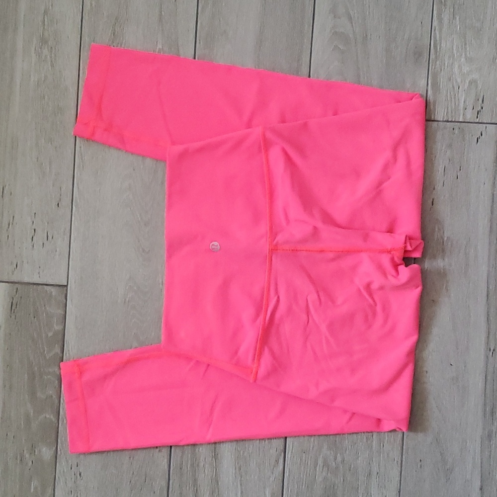 Lululemon Wunder Under Crop II Full-on Luon (Roll down) Electric Coral Size 4